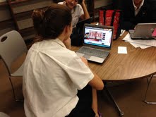 Junior Julia Swoish watches the Blurred Lines music video during an off hour. 