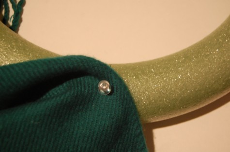 Step 4: Use your pins to secure the scarf to the base.  If it is loose, use additional pins (Chanel Taylor). 