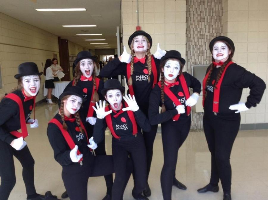 The Mercy Mimes share their love of performing with seventh and eighth graders at the Fall Open House (Photo Credit: Katie Birecki)