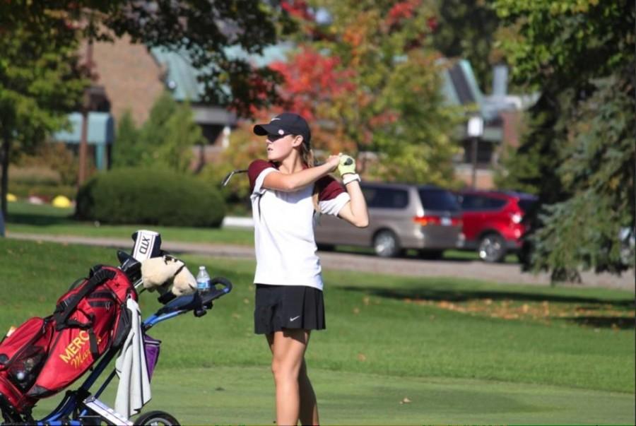 Junior Julia Shaw played in the number two position on Mercys Varsity Golf team this past fall and hopes to move up to the number one position next season (Photo Credit: Kate Shaw). 