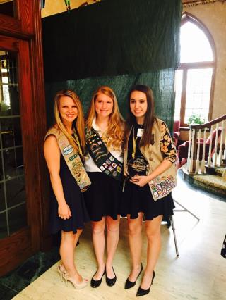 (Pictured from left to right) Senior Peyton Pawlusiak, Junior Annie Leuker, and Senior Natalie Apollinari.  Apollinari earned the 2015 Women of Distinction Honor.  She will serve as a spokesperson for the Girl Scout council.  Her project also advanced to the national level (Photo credit: Paul Pawlusiak).