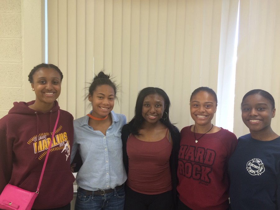 The newly elected board members (from the left Paisley Sutton, Arin Bell, Darrien Fordham, Chanel Taylor, and Olivia Holt) have been members of B.A.S.E. since their freshman year (Photo credit: Taylor Munson).