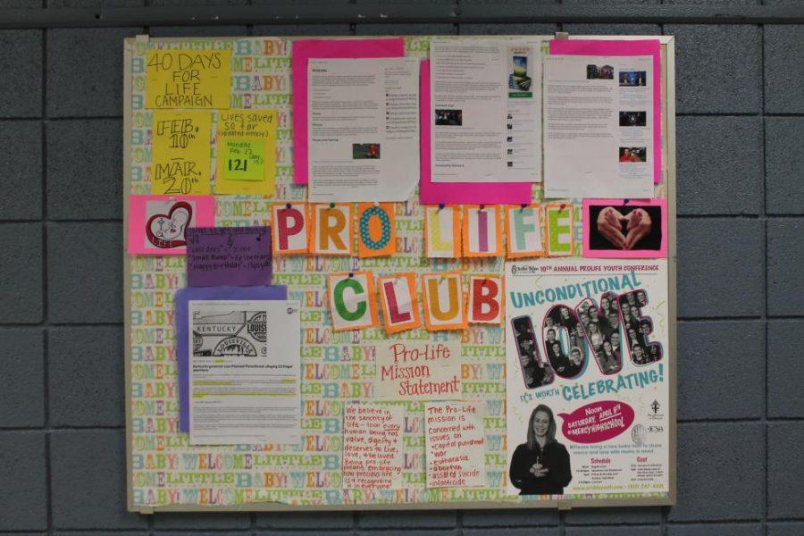 Current articles and information, along with the clubs mission statement, are posted on the Pro-life club board. Stay updated on the clubs events and current events regarding pro-life issues by stopping by the board, located across from the art room.