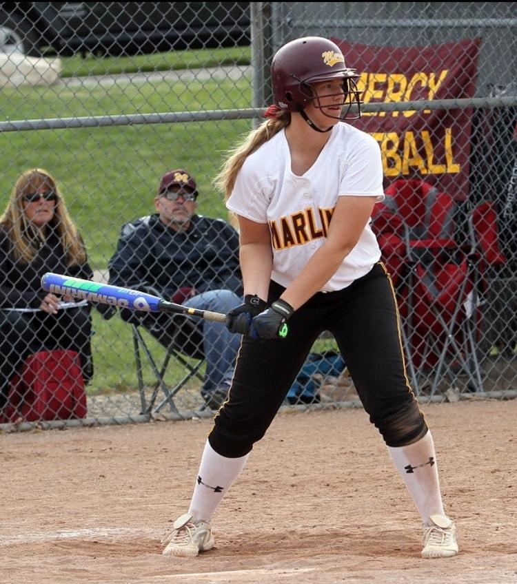 Senior captain Abby Krzywiecki steps up to bat. She leads the team, with five home runs so far this season. (Photo used with permission from Abby Krzywiecki)