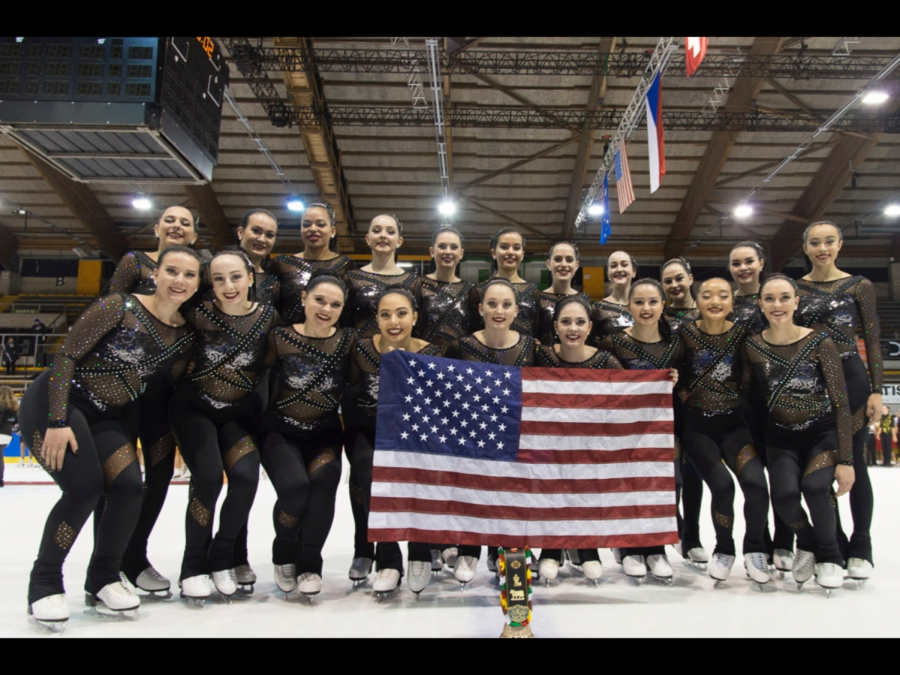 Corinne Fereshetian smiles with Team USA after a successful skate. (Photo reprinted with permission of Corinne Fereshetian.)