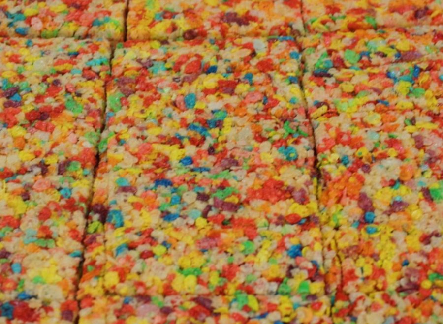 Fruity Pebble Rice Krispie treats are easy to make and will certainly satisfy anyone’s sweet tooth. 
Photo by: Sabrina Yono