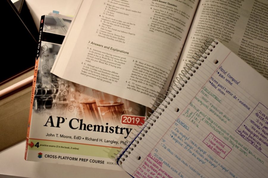 Many students are bombarded with the workload of AP courses, but they accept the challenge in hopes that it will prepare them for college, or help them receive college credit. Photo by Isabelle Sawicki 