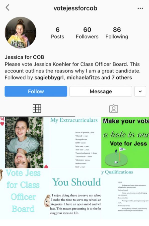 Jessica Koehler ‘24 took to Instagram to raise awareness of her campaign and provide information on her eligibility. Many other candidates did the same. 